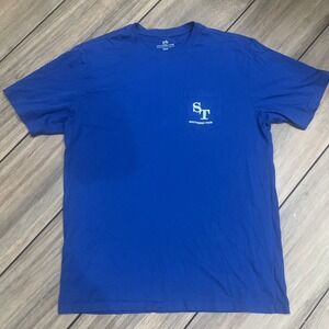 Men's Southern Tide Blue White Naples Short Sleeve Tee T-shirt Size Large